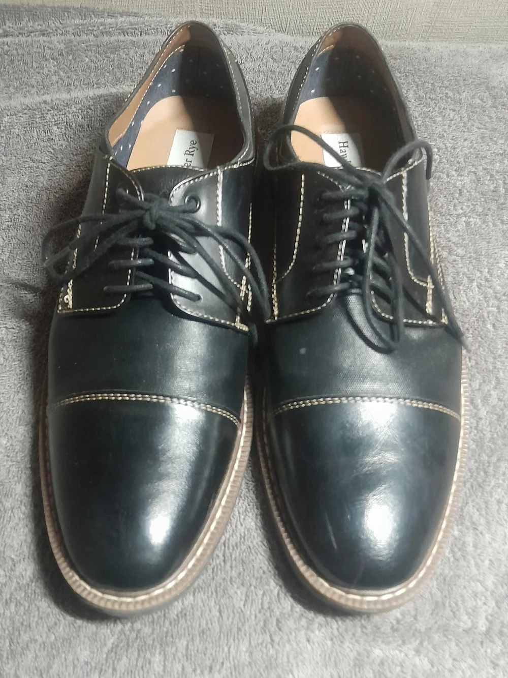Classic Black Cap-Toe Derby Lace-Up Dress Shoes